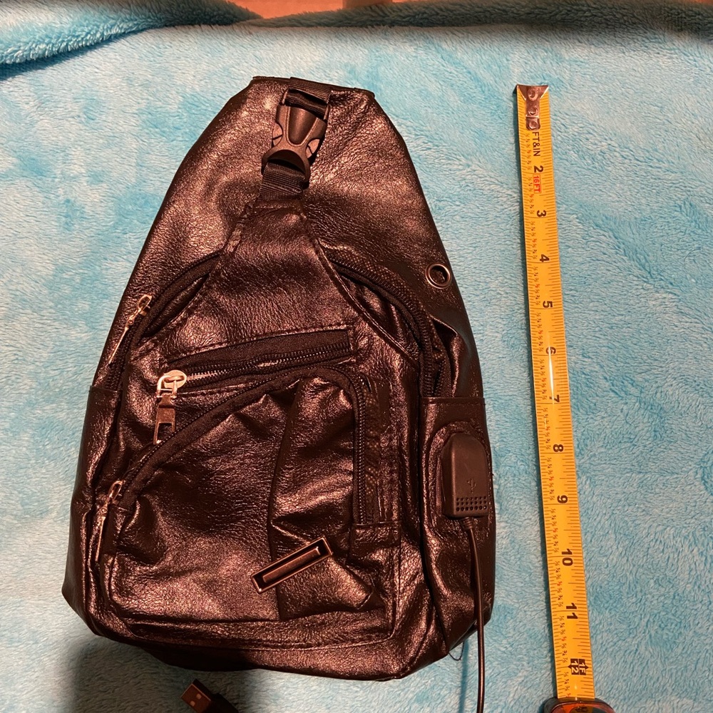 Black Leather Sling Bag